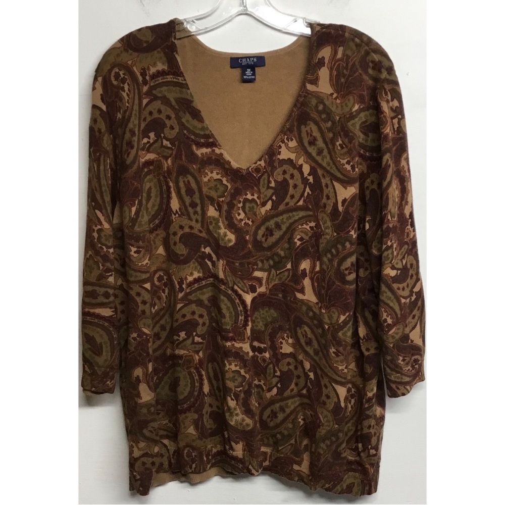 Ladies Plus Size 3X Chaps Lightweight Paisley Sweater